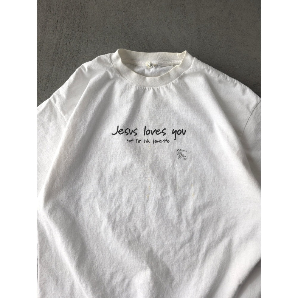 Vintage 2000s Jesus Loves You But I'm His Favorite‎ Grimm Comic T-shirt XL Funny